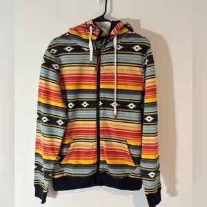 Cruel Denim Women’s Medium Long Sleeve ZipUp Hoodie Aztec Western Casual Comfy